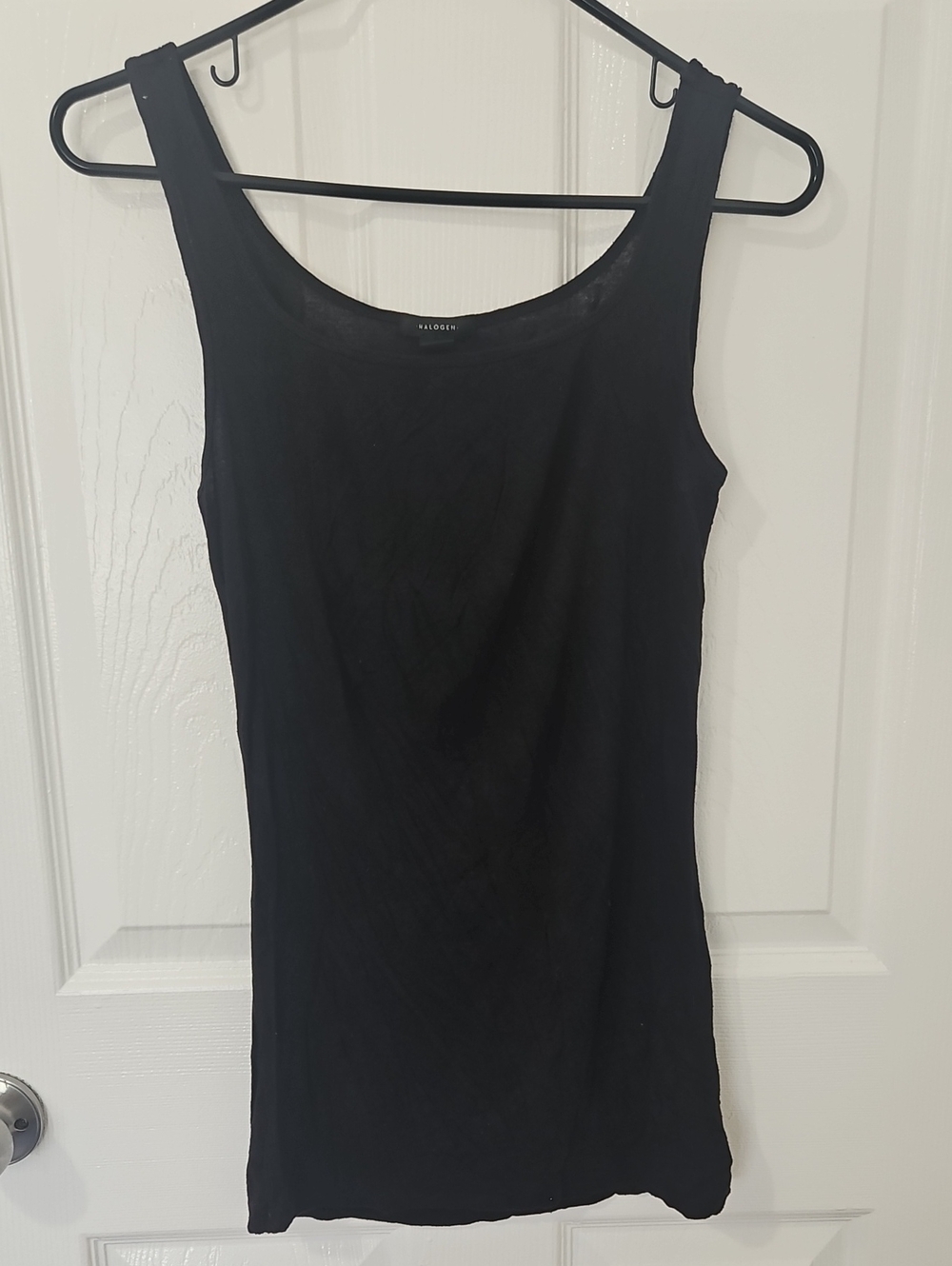 Halogen Black Ribbed Tank Top Scoop Neck Size S